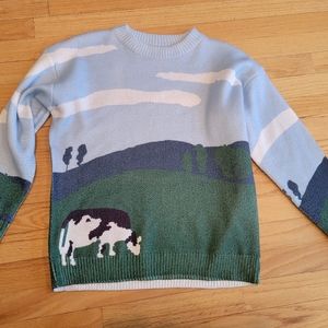Oversized cow print sweater XS